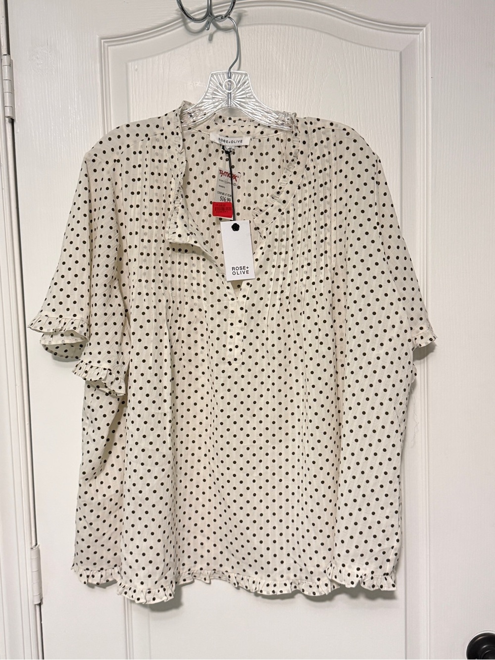 Rose & Olive Cream Short Sleeve Polka Dot Shirt
